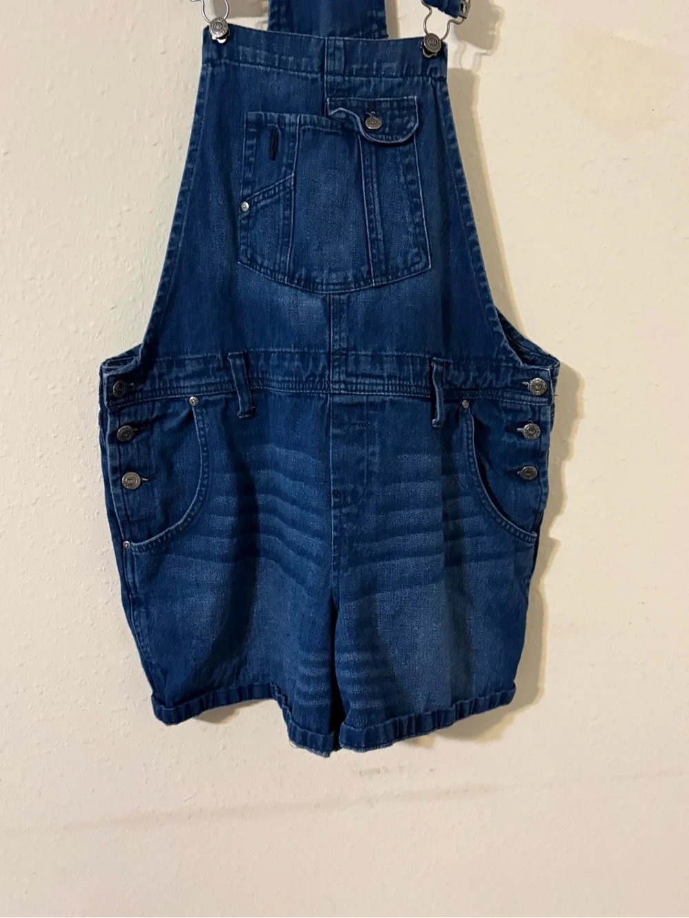 lei Dark Blue Denim Short Overalls Romper